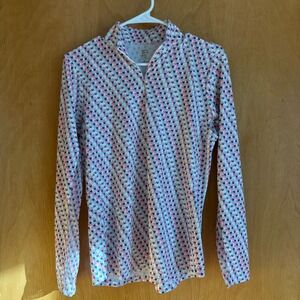 EPNY Golf Ladies Ls Chevron Knit Stitch Polo Shirt Womens Medium Multi Color